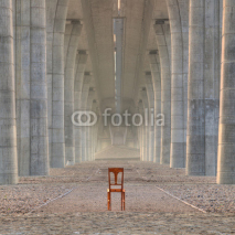 Naklejki Abandoned chair under the highway bridge