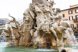 Fountain of the four rivers with an egyptian obelisk, Italy, Rome, Navon Square