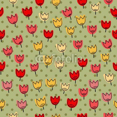 Seamless pettern with many of tulips on a background