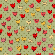 Fototapety Seamless pettern with many of tulips on a background
