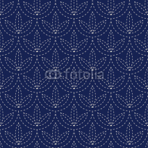 Naklejki Seamless porcelain indigo blue and white vintage japanese sashiko kimono pattern vector