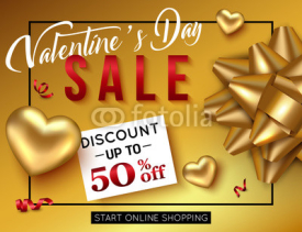 Valentines day sale poster for online shop. Vector illustration.
