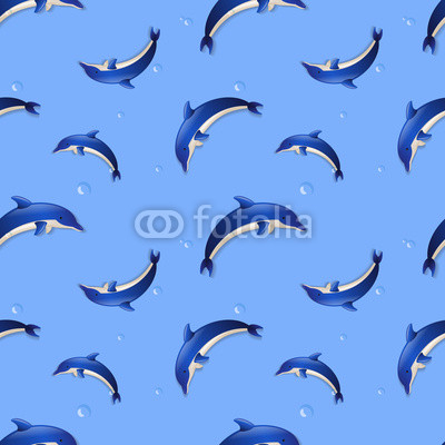 Seamless background with dolphins. Vector illustration.
