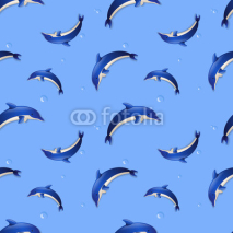 Fototapety Seamless background with dolphins. Vector illustration.