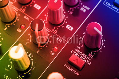 knobs board of a mixing console