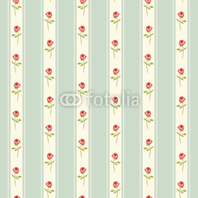 Cute seamless Shabby Chic pattern with roses and polka dots ideal for kitchen textile or bed linen fabric, curtains or interior wallpaper design, can be used for scrap booking paper etc