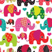 Naklejki Seamless elephant kids pattern background in vector