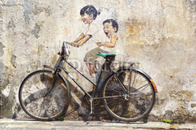 Obrazy i plakaty "Little Children on a Bicycle" Mural.