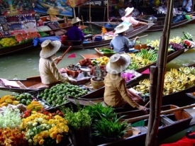 Fototapety floating market in bangkok2