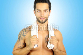 Fototapety bel homme avec une serviette