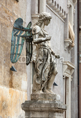 Rome - The Mausoleum of Hadrian (Castel of Sant' Angelo).  The original marble statue of the angel by Raffaello da Montelupo.