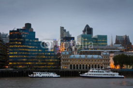 View toward Liverpool street area over river Thames, London