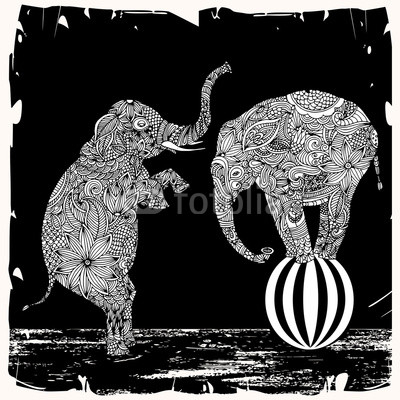 Elephants with floral decoration