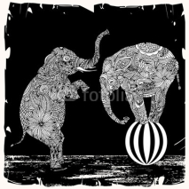 Obrazy i plakaty Elephants with floral decoration