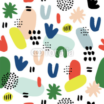 Naklejki Hand drawn seamless pattern in modern style.  Design for poster, card, invitation, placard, brochure, flyer, textile.