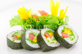 Naklejki Japanese cuisine - sushi and rolls