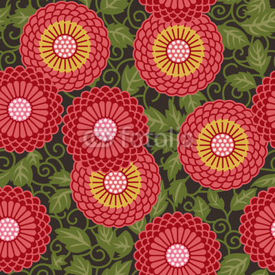 Traditional flowers seamless pattern