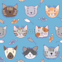 Naklejki Seamless pattern with cute cats #2
