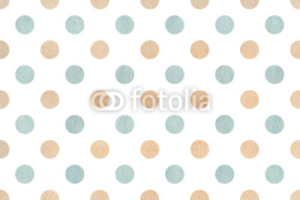 Naklejki Watercolor beige and blue polka dot background.