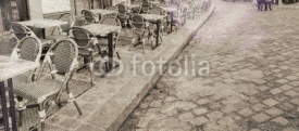 Outdoor restaurant tables in Paris, vintage view