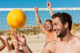 Naklejki Friends playing Beach volleyball