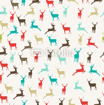 Merry Christmas reindeer seamless pattern background