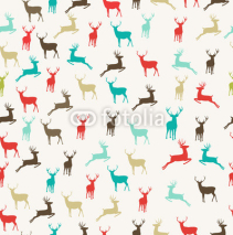 Obrazy i plakaty Merry Christmas reindeer seamless pattern background