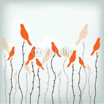 Naklejki paradise birds on the branches vector