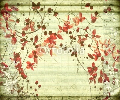 Antique Flower on Bamboo Background