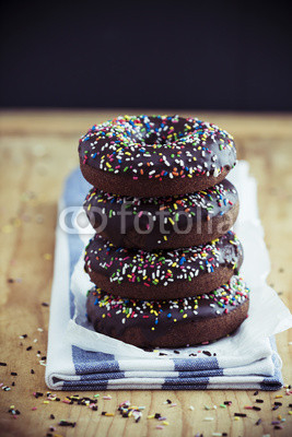 Colorful chocolate donuts