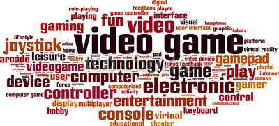 Video game word cloud concept. Vector illustration