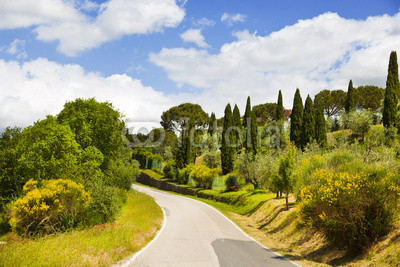 Italy. Tuscany. Rural landscape with a road