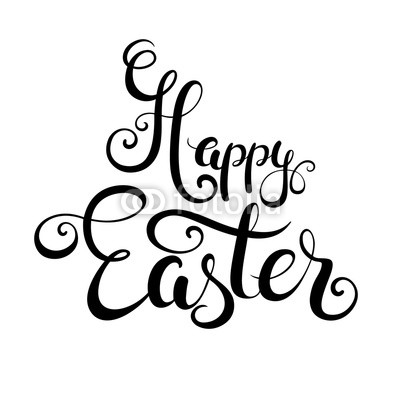 Happy Easter handwritten calligraphy lettering isolated on white background. Vector illustration.