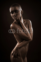 Naklejki beautiful woman with a bronze bodypainting