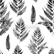 Obrazy i plakaty Seamless pattern with paint prints of fern leaves 
