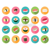 Obrazy i plakaty Sushi japan food icons set. Illustration eps10