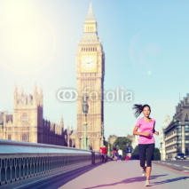 Fototapety London woman running Big Ben - England lifestyle