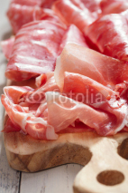 Naklejki Platter of serrano jamon Cured Meat a