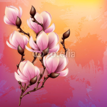 Fototapety Magnolia branch watercolor illustration