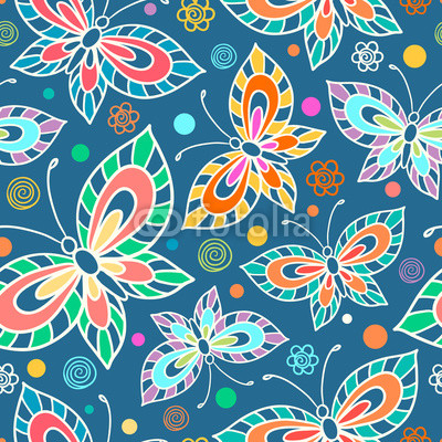Seamless pattern with stylized butterflies.