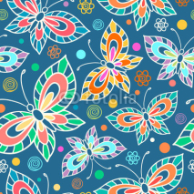Fototapety Seamless pattern with stylized butterflies.