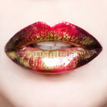 Naklejki Passionate red shiny lips