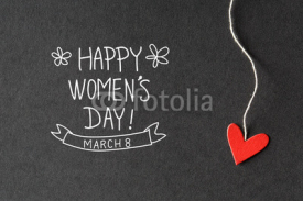 Happy Women's Day message with paper hearts