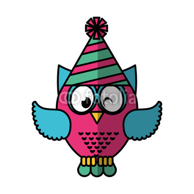 owl with party hat vector illustration design