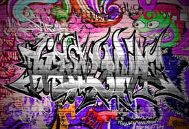 Naklejki Graffiti vector art. Urban wall with spray paint