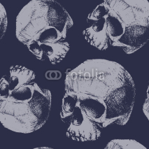 Naklejki Grunge seamless pattern with skulls.