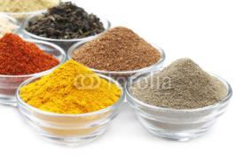 Fototapety Variety of Raw Authentic Indian Spice Powder