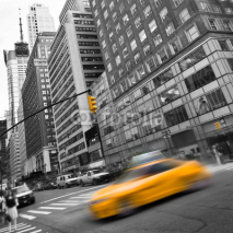 Obrazy i plakaty Taxis couleur sélective, carré  - New York, USA