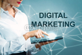 Digital Marketing text with business woman