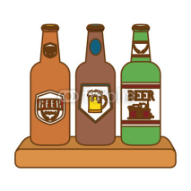 contour bottle of beer icon image design, vector illustration